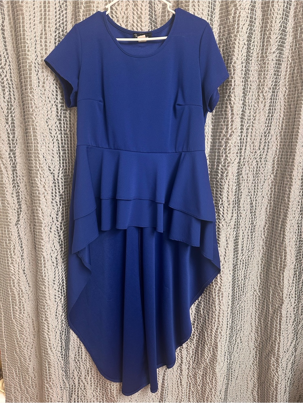 Royal Blue High-Low Ruffle Peplum Top - Picture 1 of 5